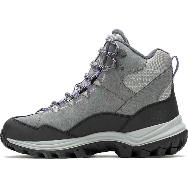 Medial side of Women's Merrell Thermo Chill Mid Waterproof Boot in charcoal gray