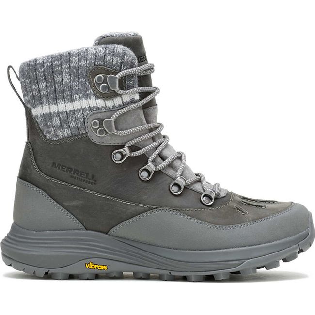 Lateral side of Women&#39;s Merrell Siren 4 Thermo Mid Zip Waterproof Boot in charcoal gray