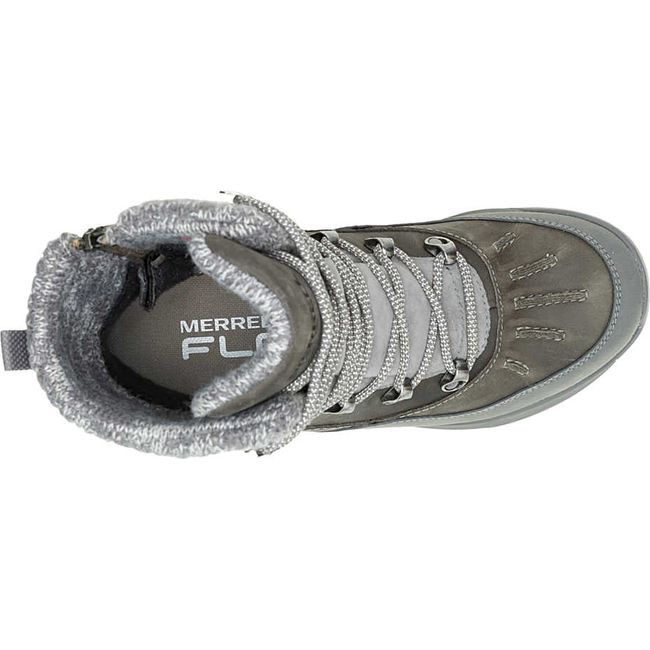 Top down view of Women&#39;s Merrell Siren 4 Thermo Mid Zip Waterproof Boot in charcoal with side zipper