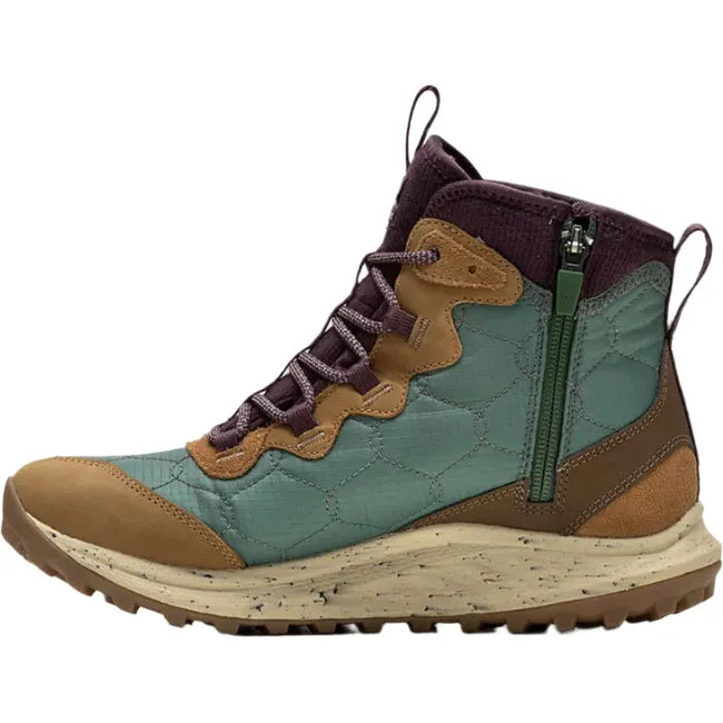 Medial side of Womens Merrell Antora 3 Thermo Mid Waterproof Boot in multicolor with side zipper