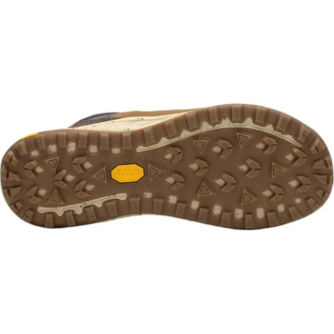 Womens Merrell Antora 3 Thermo Mid Waterproof Boot in forest multicolor upper and tan Vibram sole