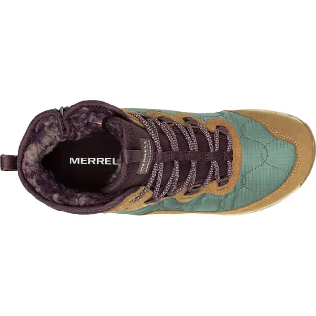 Top down view of Womens Merrell Antora 3 Thermo Mid Waterproof Boot in forest multicolor