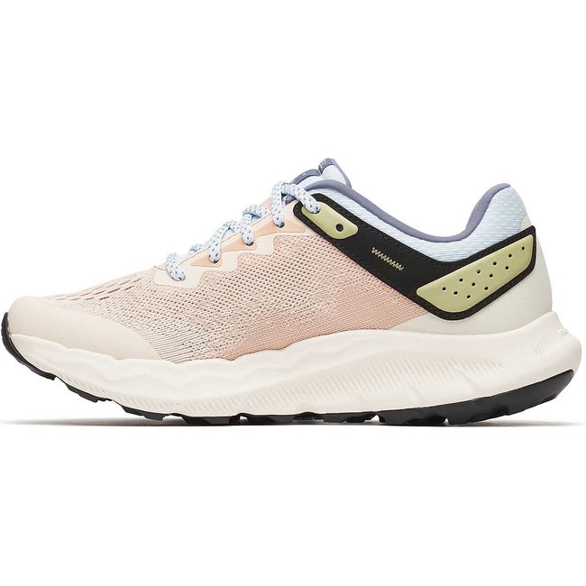 Medial side of Merrell Women&#39;s Antora 4 Trail Running Shoe in Pink Salt and Ice Blue