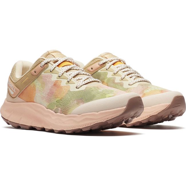 Pair of Merrell Women&#39;s Antora 4 Trail Running Shoes in Powder Pink and green