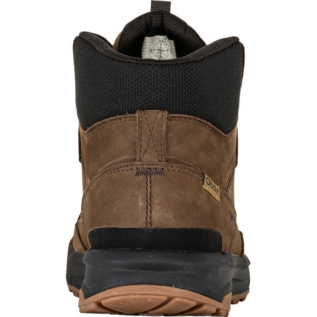 Heel of Men&#39;s Oboz Burke Nubuck Leather Waterproof Casual Boot in brown earth color