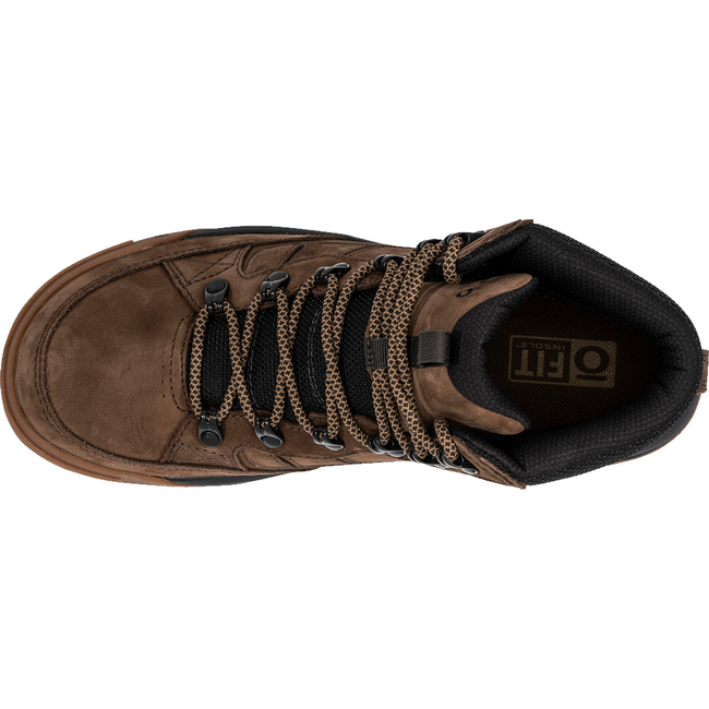 Top-down view of Men&#39;s Oboz Burke Nubuck Leather Waterproof Casual Boot with brown leather