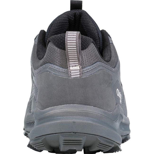 Heel of Men&#39;s Oboz Katabatic Low Waterproof Hiking Shoe in charcoal and light gray