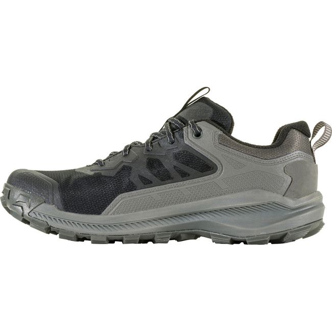 Medial side of Men&#39;s Oboz Katabatic Low Waterproof Hiking Shoe in charcoal and light gray