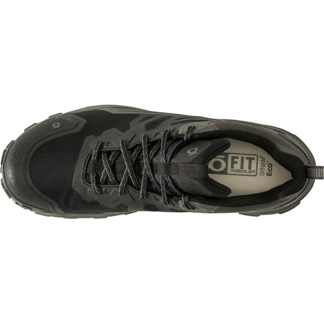 Top down view of Men&#39;s Oboz Katabatic Low Waterproof Hiking Shoe in charcoal and light gray