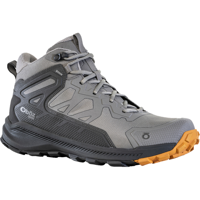 Angled front view of Men&#39;s Oboz Katabatic Mid Waterproof Hiking Boot in hazy gray