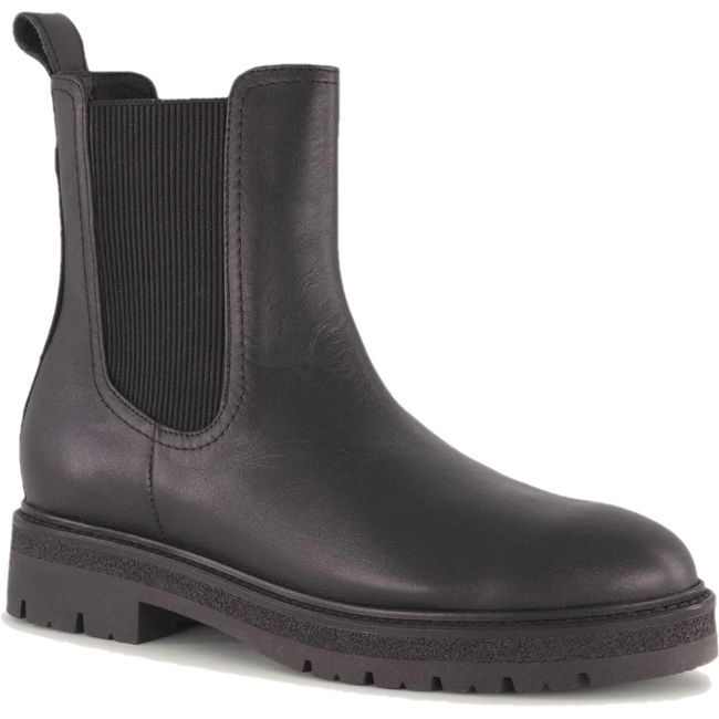 Front angled view of Naot Women's Main Chelsea Boot in black leather