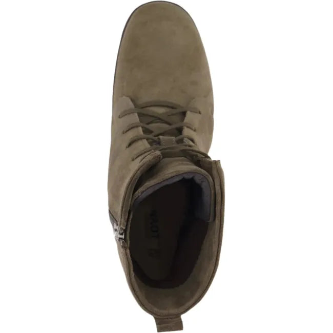 Top view of a pair of Naot Women's Majesty Granny Boot in oily olive suede