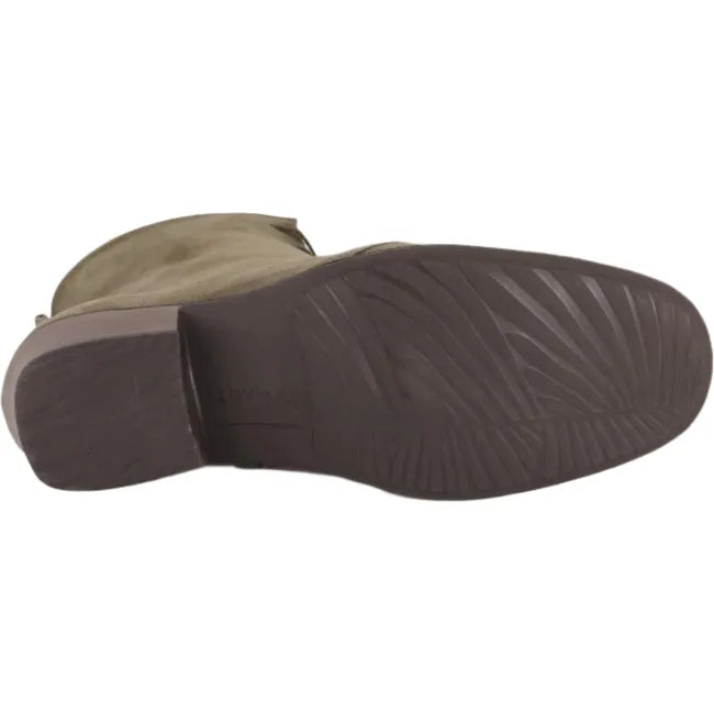 Sole view of Naot Women's Majesty Granny Boot in oily olive suede