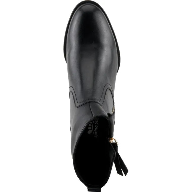 Top down view of Women's Spring Step Nazca Boot in black leather with side zipper