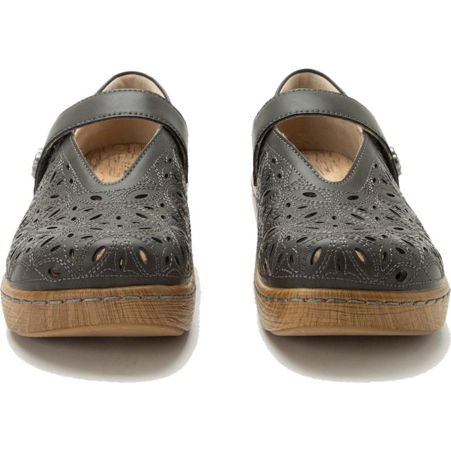 Front of Women's Alegria Opheliah Shoes in brown with velcro strap