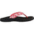 Lateral side of Women's Olukai Ohana Flip Flop with Lehua Flower Red upper and Black sole