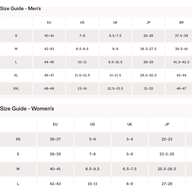 On Running Men&#39;s Performance Mid Sock 354.00825 Size Chart