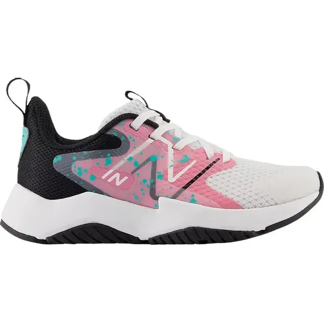 New Balance Kids' Rave Run Running Shoe White/Real Pink/Black PKRAVFP2