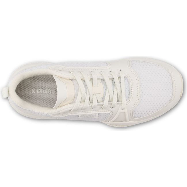Top down view of Women's Olukai Anau Court Shoe in Bright White