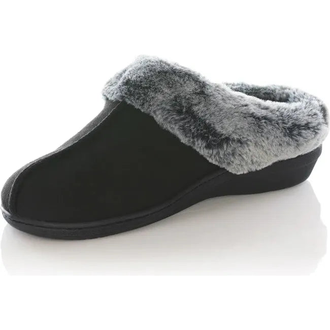 Medial side of PowerStep Women&#39;s Clog Slipper in Black