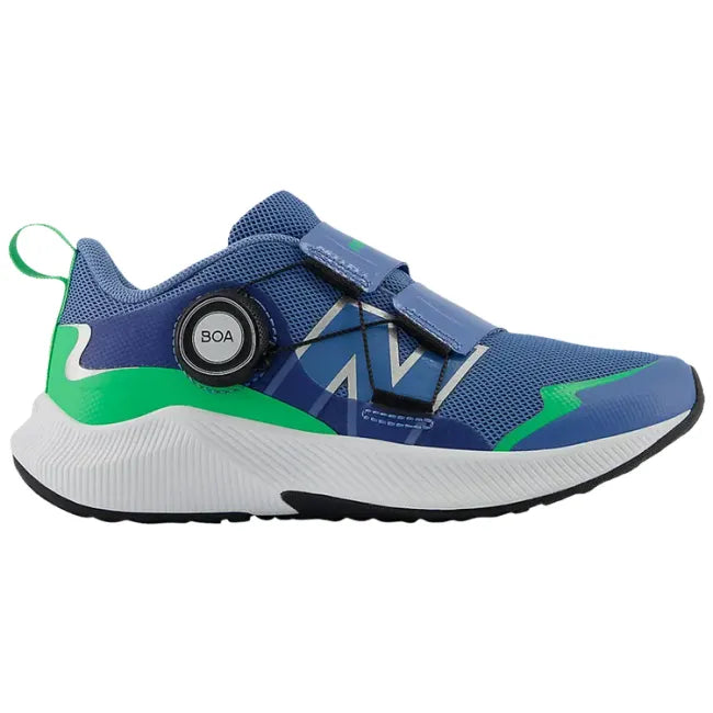 Lateral side of New Balance Kids' DynaSoft Reveal V4 BOA Running Shoe in Blue Lagoon
