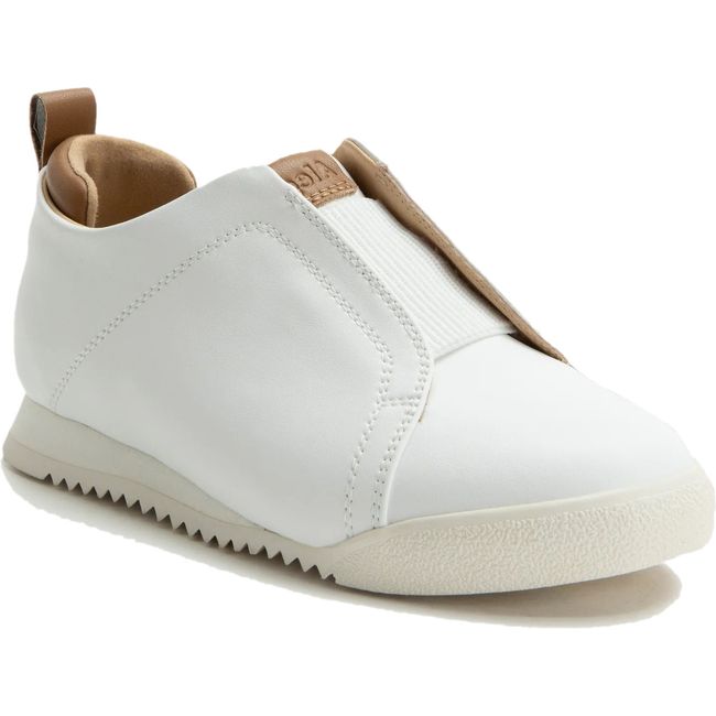 Front angled view of Alegria Women's Reah Slip On Shoe in White Leather