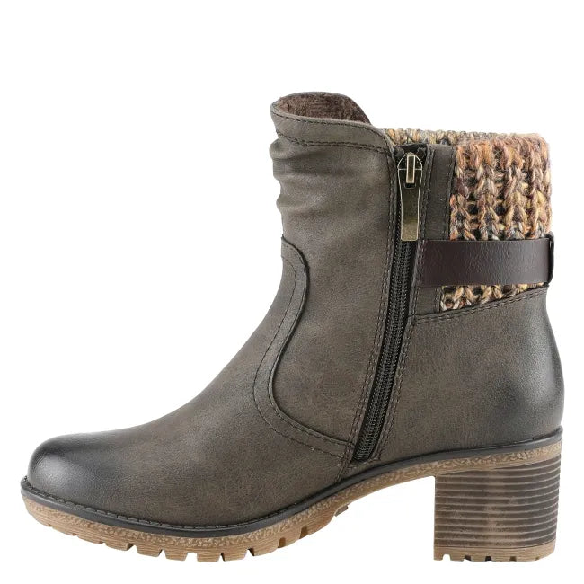 Medial side of Spring Step Women's Relife Rene Boot in green leather with side zipper