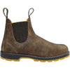 Lateral side of Blundstone Unisex Classic 1944 Chelsea Boot in Rustic Brown Leather & Mustard sole