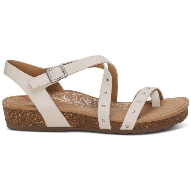 Aetrex Women's Lauren Quarter Strap Sandal Ivory SC583W
