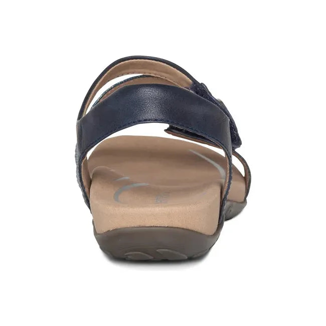 Heel of Women's Aetrex Jess Arch Support Sandal in Navy blue with adjustable straps
