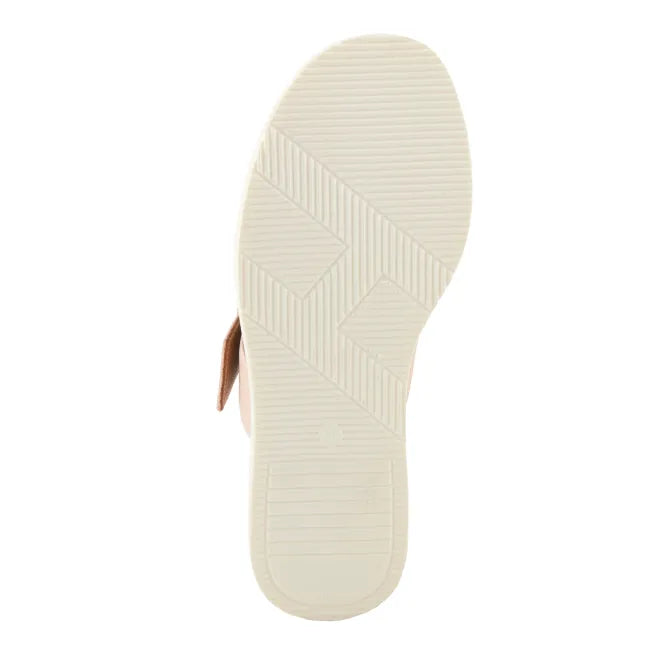 White sole of pink metallic leather Spring Step Women's Seaport Wedge Sandal