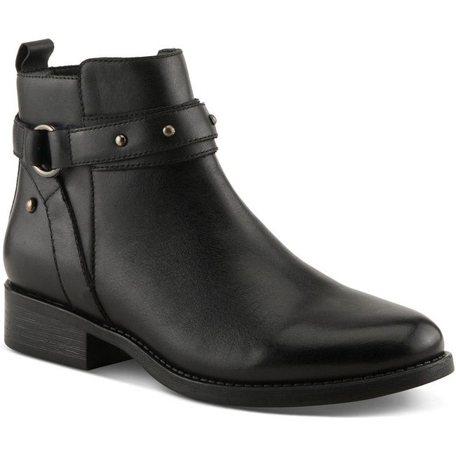 Front angled view of Spring Step Women's Shoeler Boot in black leather