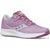 Front angled view of Kids Saucony Guide 16 Sneaker in pink Orchid mesh and white sole