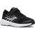 Front angled view of Kids Saucony Wind 2.0 AC Sneaker in black and white with a white sole