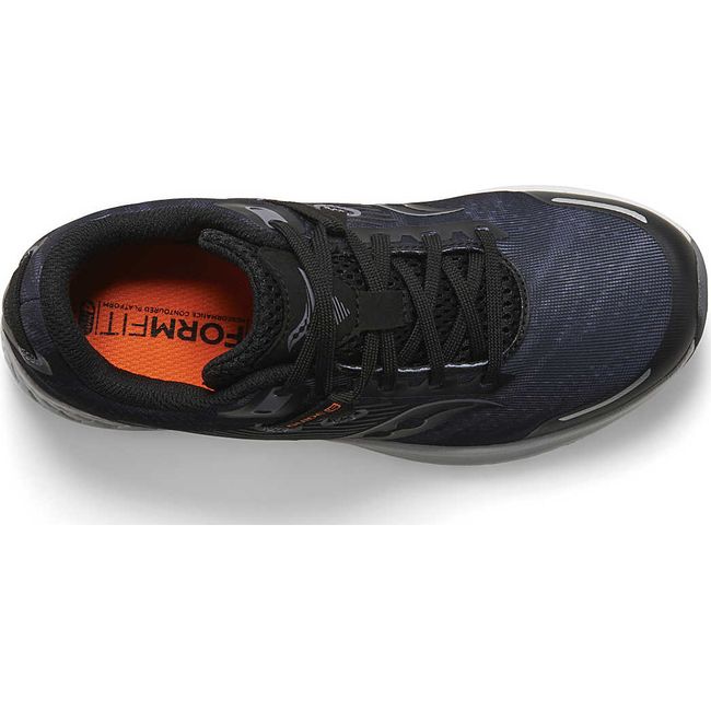 Top down view of Kids Saucony Guide 16 Sneaker with Black upper