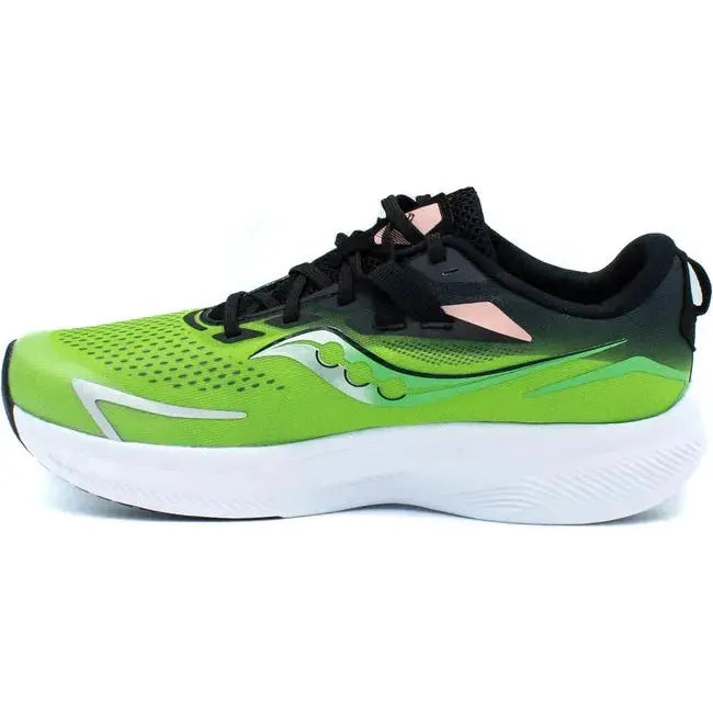 Saucony Kids&#39; Ride 15 Running Shoe Black/Green SK267115