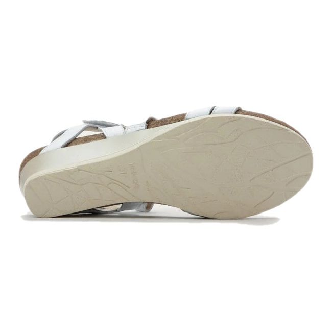 Sole of Women's Naot Sparkle Wedge Sandal in White Leather
