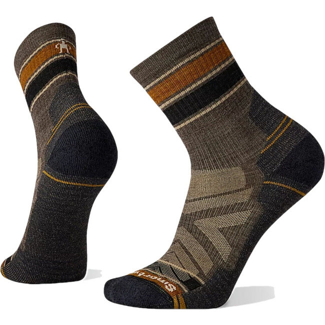 Smartwool Men's Hike Striped Light Cushion Mid Crew Sock Taupe SW001609236