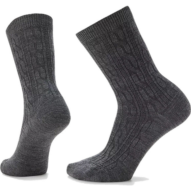 Smartwool Women's Everyday Cable Zero Cushion Crew Sock Medium Gray SW001830-052