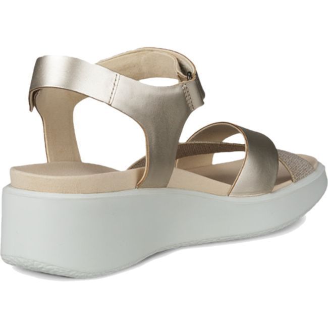 ECCO Women's Flowt Wedge Cork Sandal Pure White/Gold 273323-01688