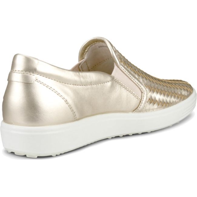 ECCO Women's Soft 7 Woven Slip On 2.0 Shoe Pure White/Gold 470113-01688