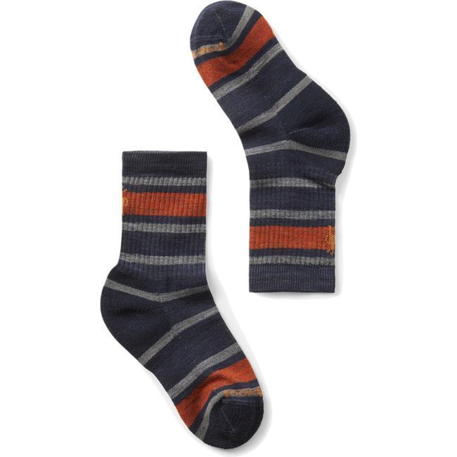 Smartwool Kids' Hike Striped Light Cushion Crew Sock Deep Navy SW001693-092