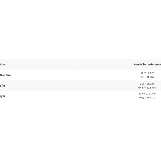 Smartwool Headwear Size Chart