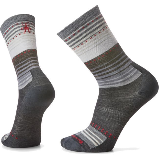 Smartwool Unisex Everyday Stitch Stripe Zero Cushion Crew Socks Charcoal SW001999-003