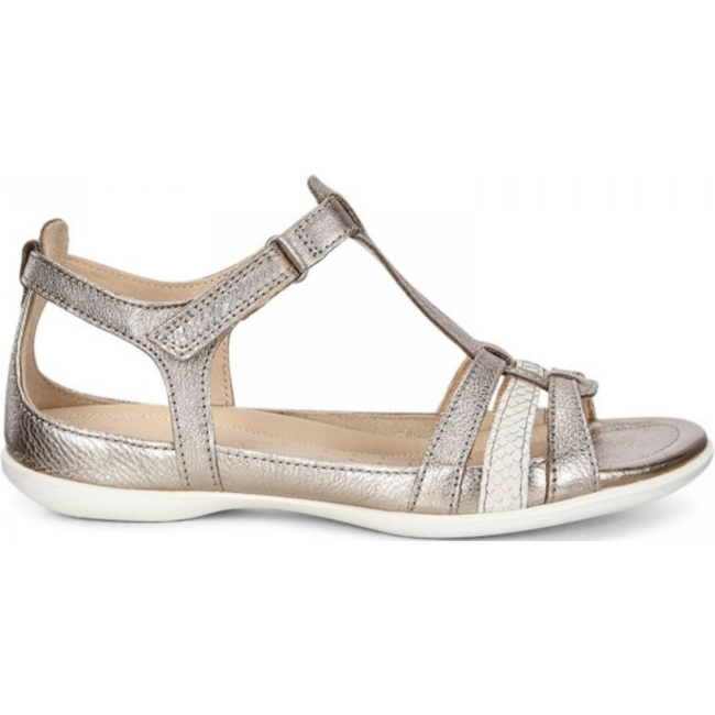 Ecco Womens Flash T-Strap Sandal Warm Grey Metallic/Moon 240873-57462