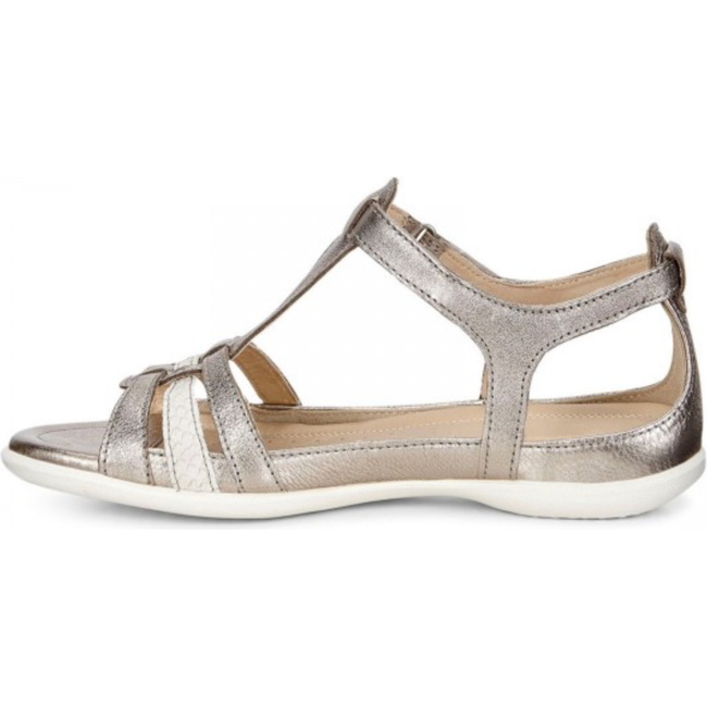 Ecco Womens Flash T-Strap Sandal Warm Grey Metallic/Moon 240873-57462