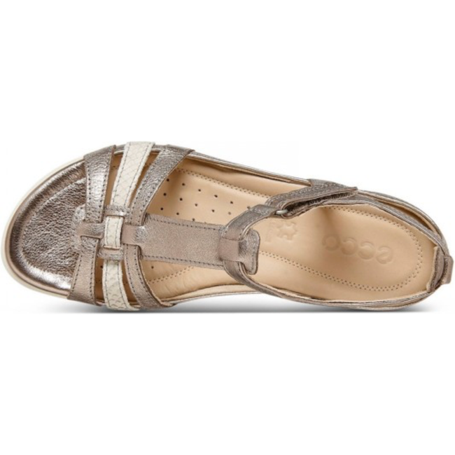 Ecco Womens Flash T-Strap Sandal Warm Grey Metallic/Moon 240873-57462