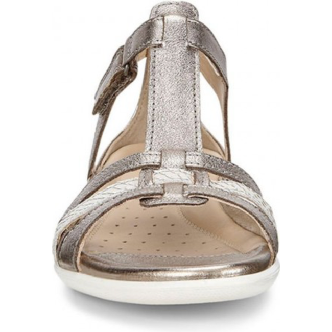 Ecco Womens Flash T-Strap Sandal Warm Grey Metallic/Moon 240873-57462