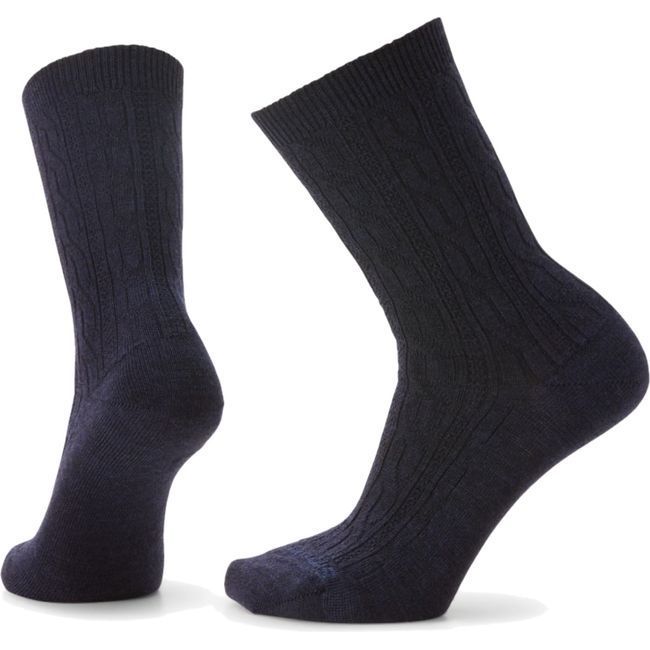 Smartwool Women's Everyday Cable Zero Cushion Crew Sock Deep Navy Heather SW001830-108