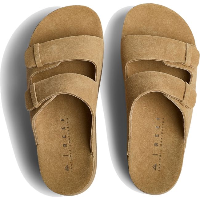 Top down view of Women's Reef Ojai Gigi Platform Sandal in Starfish tan suede